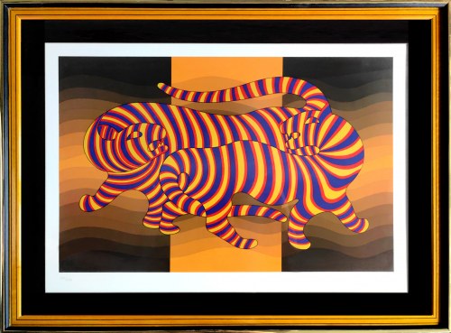 Victor Vasarely (1906-1997), Two Tigers on Gold