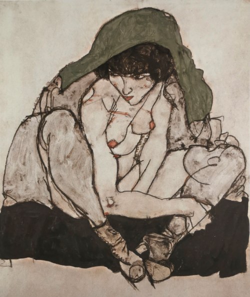 Egon Schiele (1890-1918), Akt z zieloną chustą