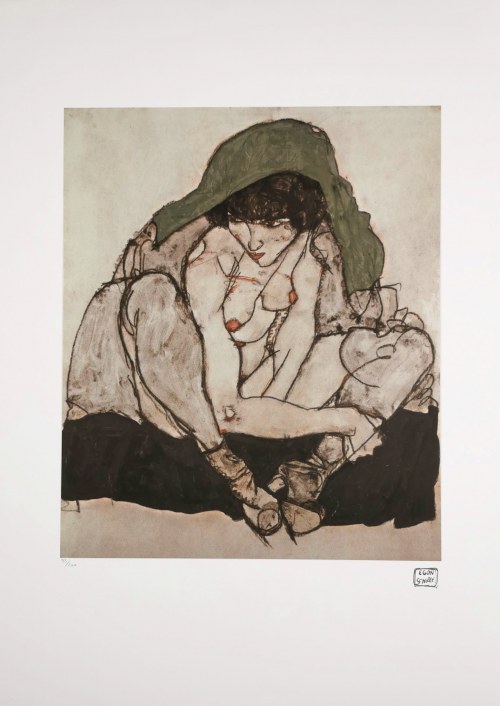 Egon Schiele (1890-1918), Akt z zieloną chustą