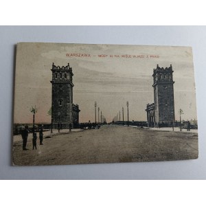 POSTCARD WARSAW, BRIDGE ON THE VISTULA RIVER, ENTRY FROM PRAGA, PRE-WAR