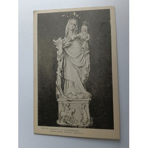 POCZTÓWKA LWÓW KOŚCIÓŁ OO DOMINIKANÓW, STATUA MATKI BOSKIEJ JACKOWEJ, LEKKO USZKODZONA, PRZEDWOJENNA
