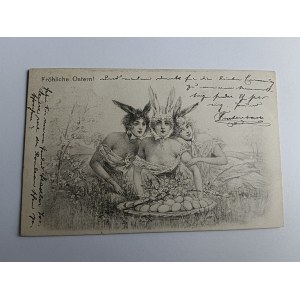 CARTOLINA D'ARTE, DONNA IN COSTUME DA CONIGLIO, INDIRIZZO LUNGO, ANTEGUERRA, FRANCOBOLLO, 1902