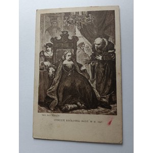 CARTOLINA POSTALE POLACCA DIPINTO MATEJKO AVVELENAMENTO DELLA REGINA BONA, ANTEGUERRA, DANNEGGIATO