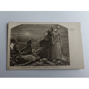 POSTCARD POLISH PAINTING GROTTGER STRIPPING THE FALLEN, PRE-WAR, DAMAGED
