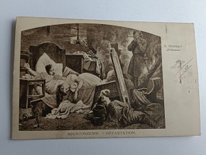 POSTCARD POLISH PAINTING GROTTGER DESOLATION, PRE-WAR, DAMAGED