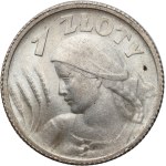 II RP, Spikes, 1 zloty 1924, Paris BEAUTIFUL