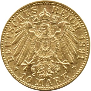 Niemcy, Badenia, Fryderyk (Friedrich), 10 marek 1891 G, Karlsruhe
