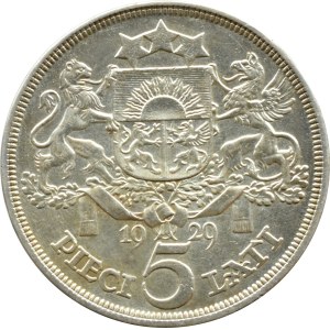 Lettonie, 5 lats 1929, Londres (1)