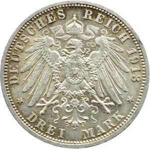 Germany, Prussia, Wilhelm II in uniform, 3 marks 1913 A, Berlin (89)