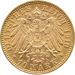 Niemcy, Badenia, Friedrich II, 10 marek 1910 G, Karlsruhe, RZADKIE