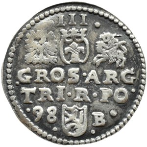 Sigismund III Vasa, trojak 1598, Bydgoszcz, letter B on the right side