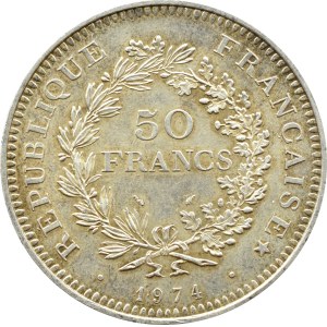 France, Fifth Republic, Hercules, 50 francs 1974 A, Paris, UNC (105)