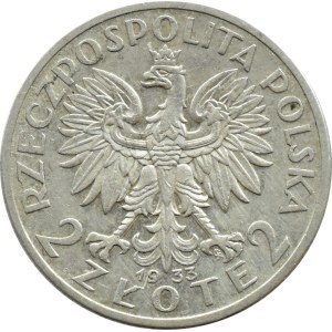 II RP, Head of a Woman 2 zlote 1933, Warsaw (156)