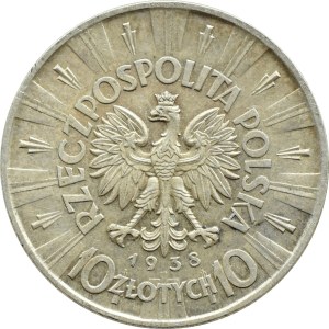 II RP, Józef Piłsudski, 10 zlotych 1938, Warsaw, RARE (207)