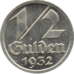 Wolne Miasto Gdańsk, 1/2 guldena 1932, Berlin, Piękne!