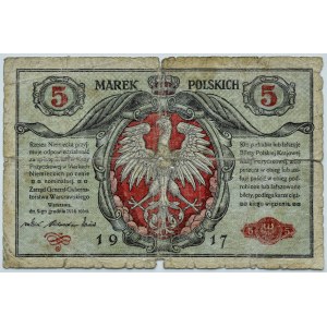 General Government, 5 marks 1916 Tickets.... General, series A, RARE