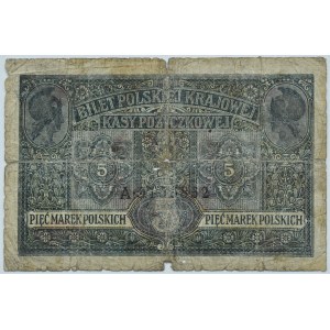 General Government, 5 marks 1916 Tickets.... General, series A, RARE