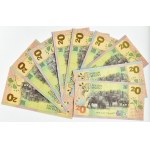 PWPW, Polish Bison 2019, set POTENTIAL BIRDS with 9 banknotes, UNC