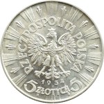 II RP, Józef Piłsudski, 5 zlotys 1934, Warsaw, UNC