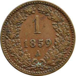 Austria, Franz Joseph I, 1 kreuzer (krajcar) 1859 A, Vienna