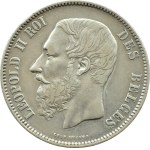 Belgie, Leopold II, 5 franků 1868, Brusel