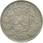 Belgie, Leopold II, 5 franků 1868, Brusel