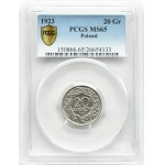 II RP, 20 groszy 1923, Warsaw, PCGS MS65
