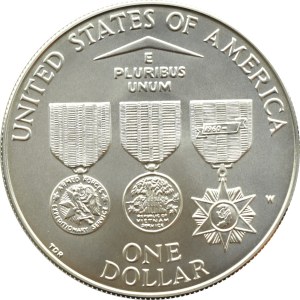 USA, Pomnik weteranów wojny wietnamskiej, 1 dolar 1994 W, West Point UNC