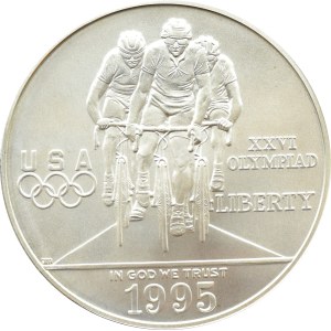 USA, Atlanta 1996 - cyklistika, $1 1995 D, Denver UNC
