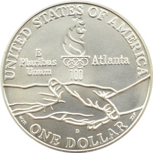 USA, Atlanta 1996 - cyklistika, $1 1995 D, Denver UNC