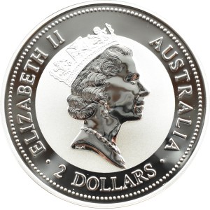 Australia, Kookaburra w prawo, 2 dolary 1998, Perth, 2 UNCJE, UNC