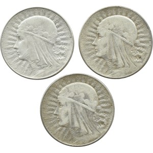 II RP, Tête de femme, lot 5 or 1933-1934, Varsovie