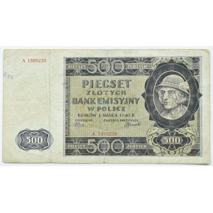 General Government, 500 zlotych 1940, series A13, ORIGINAL