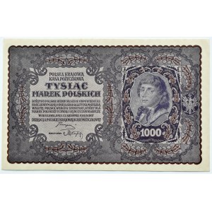 II RP, 1000 marek 1919, I serja DF - typ 7, Warszawa PIĘKNE!