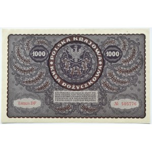 II RP, 1000 marek 1919, I serja DF - typ 7, Warszawa PIĘKNE!