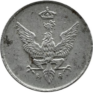 Kingdom of Poland, 1 fenig 1918 FF, Stuttgart, RARE variety minted with the stamp of the year 1917