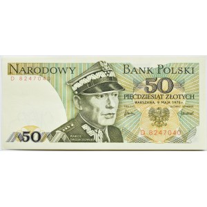 Poľská ľudová republika, generál K. Świerczewski, 50 zlotých 1975, séria D, Menej dostupné