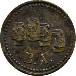 Second half of 19th century?, beer token?, brass