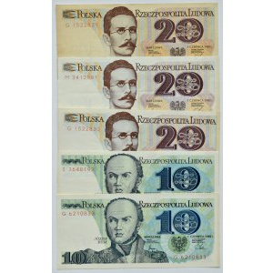 People's Republic of Poland, lot 10 and 20 zlotys 1982, various series
