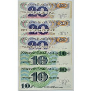 People's Republic of Poland, lot 10 and 20 zlotys 1982, various series