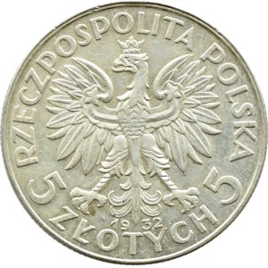 II RP, Hlava ženy, 5 zlatých 1932, Londýn