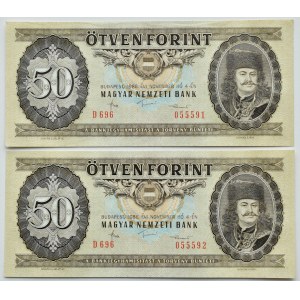 Ungarn, Los 50 Forint 1986, zwei Nummern fortlaufend