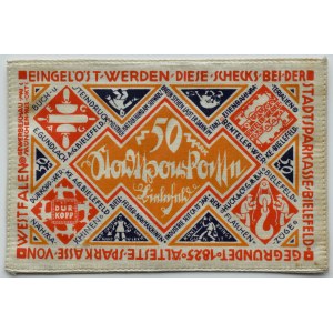 Německo, Bielefeld, 50 marek 1922, JEDWAB