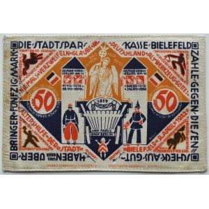 Německo, Bielefeld, 50 marek 1922, JEDWAB