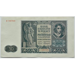 General Government, 50 zloty 1941, series E, Krakow.