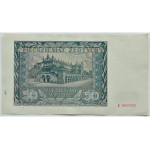 General Government, 50 zloty 1941, series E, Krakow.