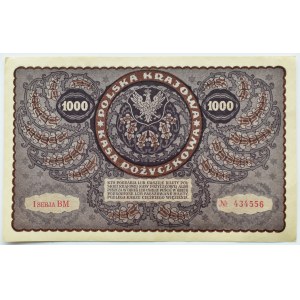 II RP, 1000 marek 1919, I serja BM - typ 7, Warszawa PIĘKNE!