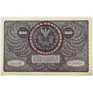 II RP, 1000 mariek 1919, 1. séria BM - typ 7, Varšava KRÁSNA!