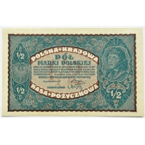 II RP, 1/2 marco 1920, Varsavia, UNC