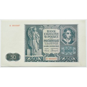 General Government, 50 zloty 1941, series D, Kraków, UNC